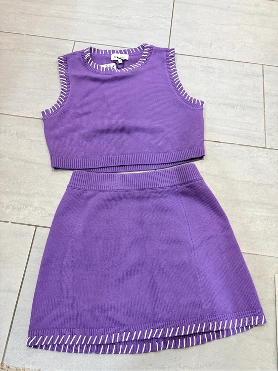 Day + Moon Dresses & Skirts - NWT Day + Moon Women’s Small Purple Knit Crop Tank & Skirt Set; LSU gameday